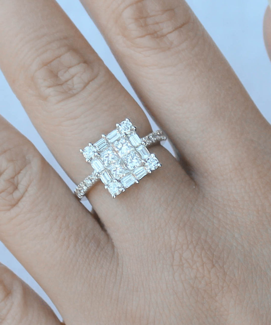 1.83ct Princess Diamond Ring 18k White Gold