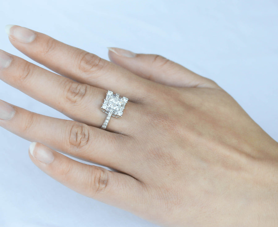 1.83ct Princess Diamond Ring 18k White Gold