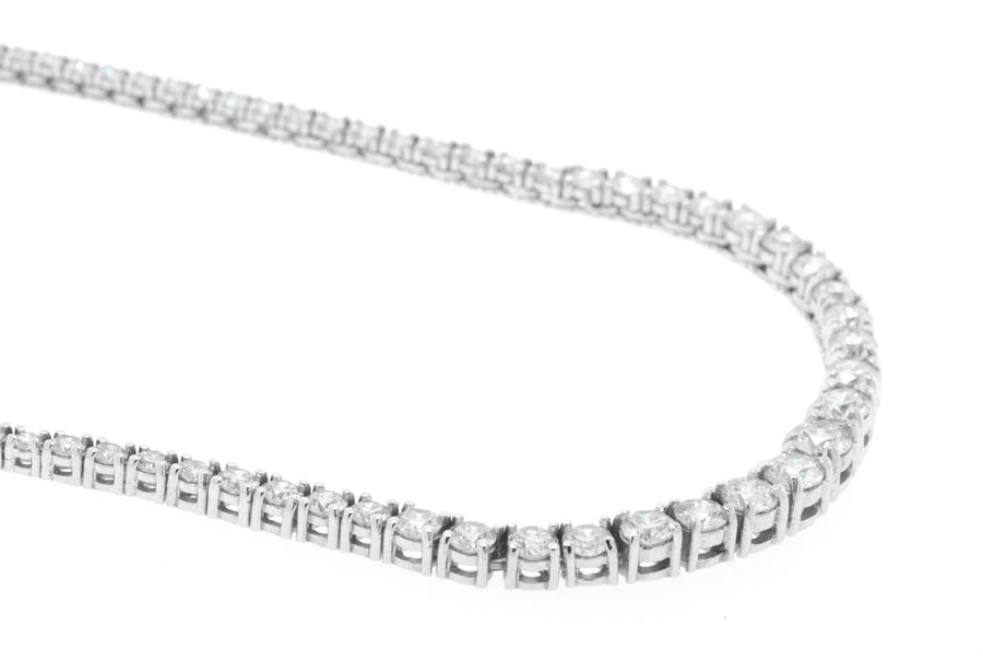 10ct Diamond Tennis Riviera Necklace Graduated 14k White Gold Basket Setting