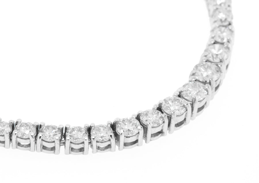 8.59ct Graduated Diamond Tennis Necklace Riviera Basket Set 14k White Gold