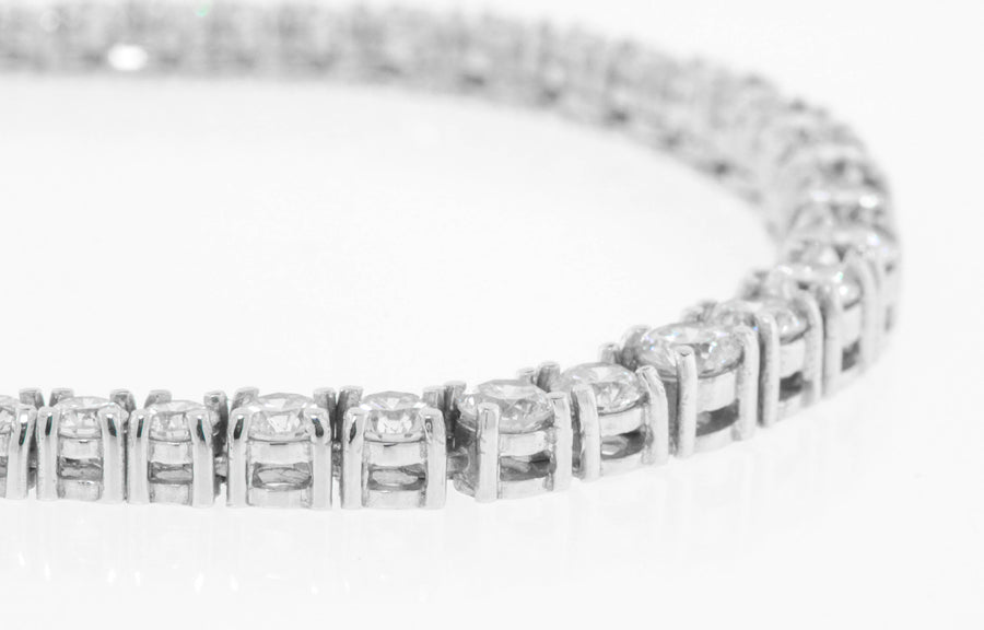 8.59ct Graduated Diamond Tennis Necklace Riviera Basket Set 14k White Gold