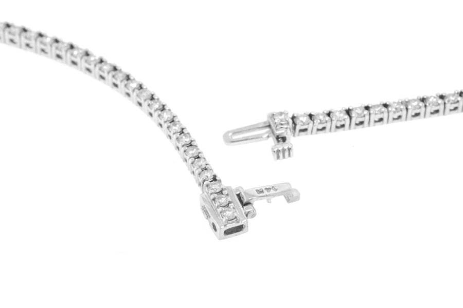 13ct Graduated Diamond Tennis Necklace Riviera 14k White Gold Basket Set