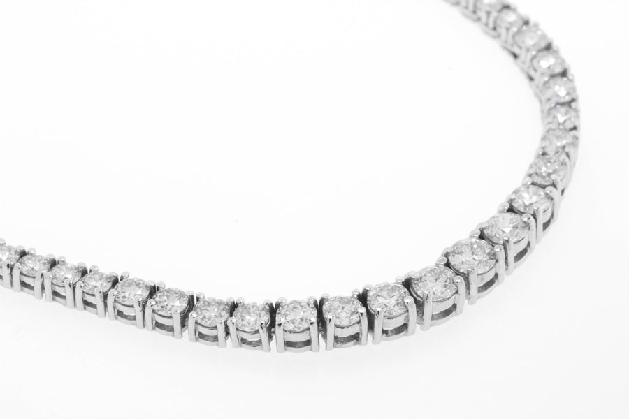 8.59ct Graduated Diamond Tennis Necklace Riviera Basket Set 14k White Gold
