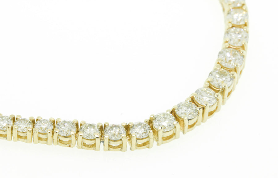 7ct Diamond Graduated Riviera Tennis Necklace 14k Yellow Gold Basket Setting