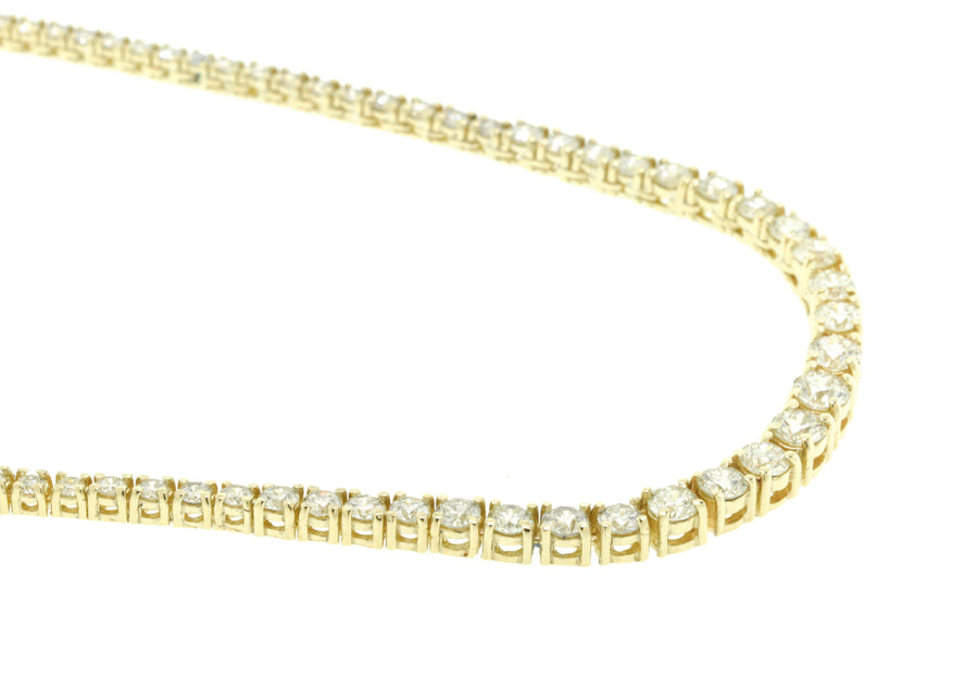 10.11ct Diamond Graduated Riviera Tennis Necklace 14k Yellow Gold 17inch