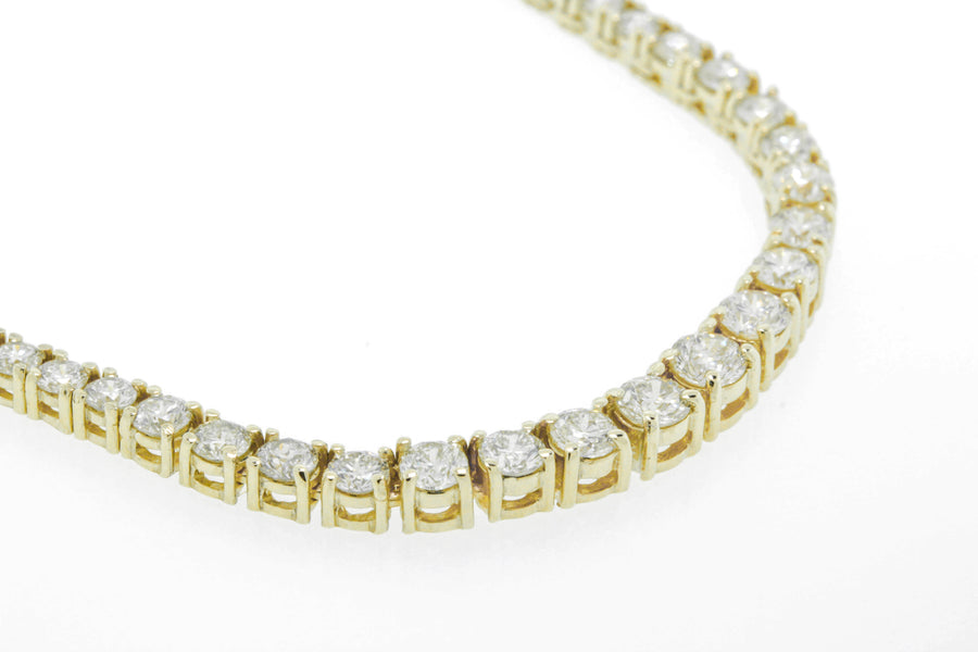 7ct Diamond Graduated Riviera Tennis Necklace 14k Yellow Gold Basket Setting