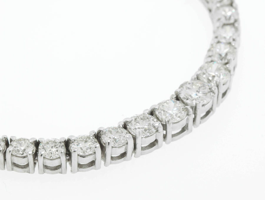 13ct Graduated Diamond Tennis Necklace Riviera 14k White Gold Basket Set