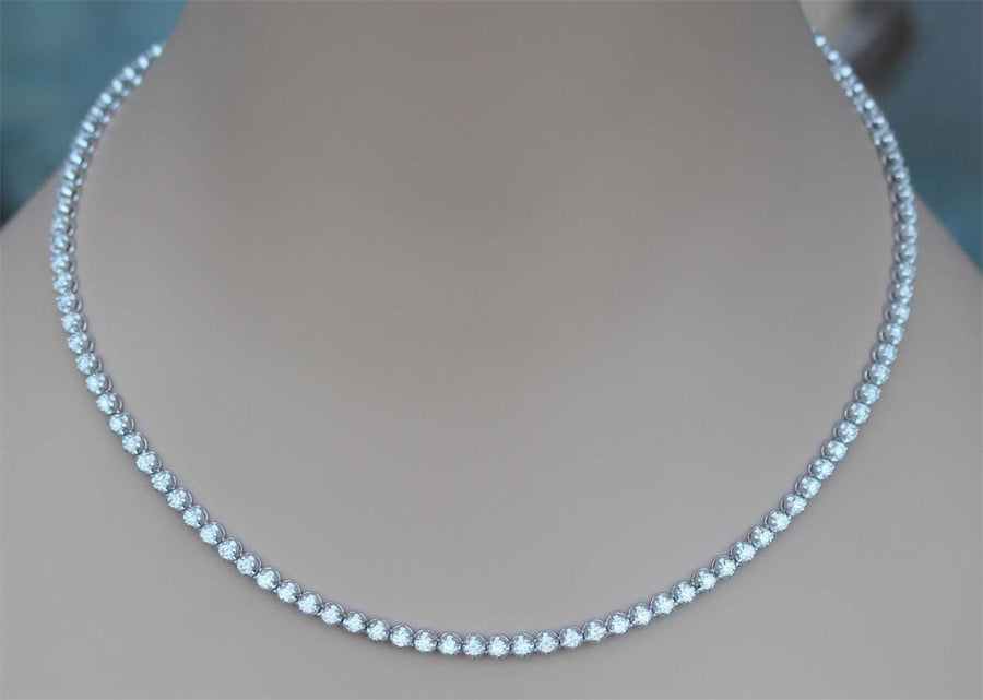 15ct Diamond Eternity Tennis Necklace 14k White Gold 17 Inch