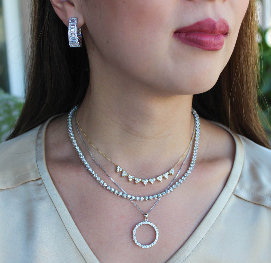 1.50ct Diamond Circle Pendant Necklace 18k White Gold