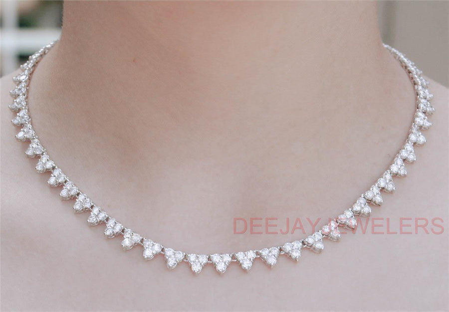 16ct Fancy Diamond Tennis Necklace 14k White Gold