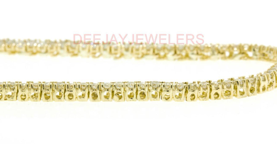 6.46ct Diamond Tennis Necklace Square Link Eternity 14k Yellow Gold
