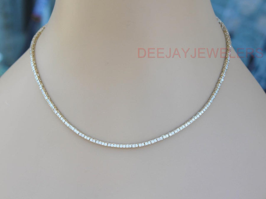6.46ct Diamond Tennis Necklace Square Link Eternity 14k Yellow Gold