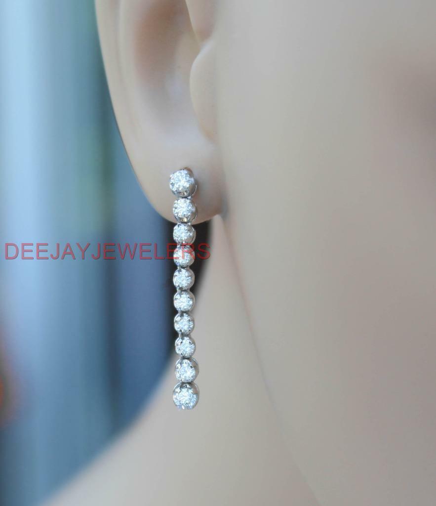 1.20ct Diamond Dangle Tennis Earrings 14k White Gold