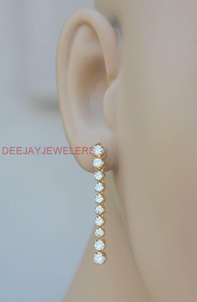 1.20ct Diamond Dangle Tennis Earrings 14k Yellow Gold