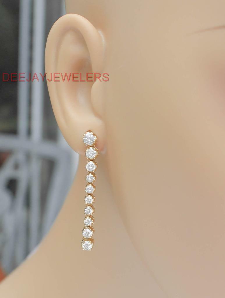2ct Diamond Dangle Tennis Earrings 14k Yellow Gold
