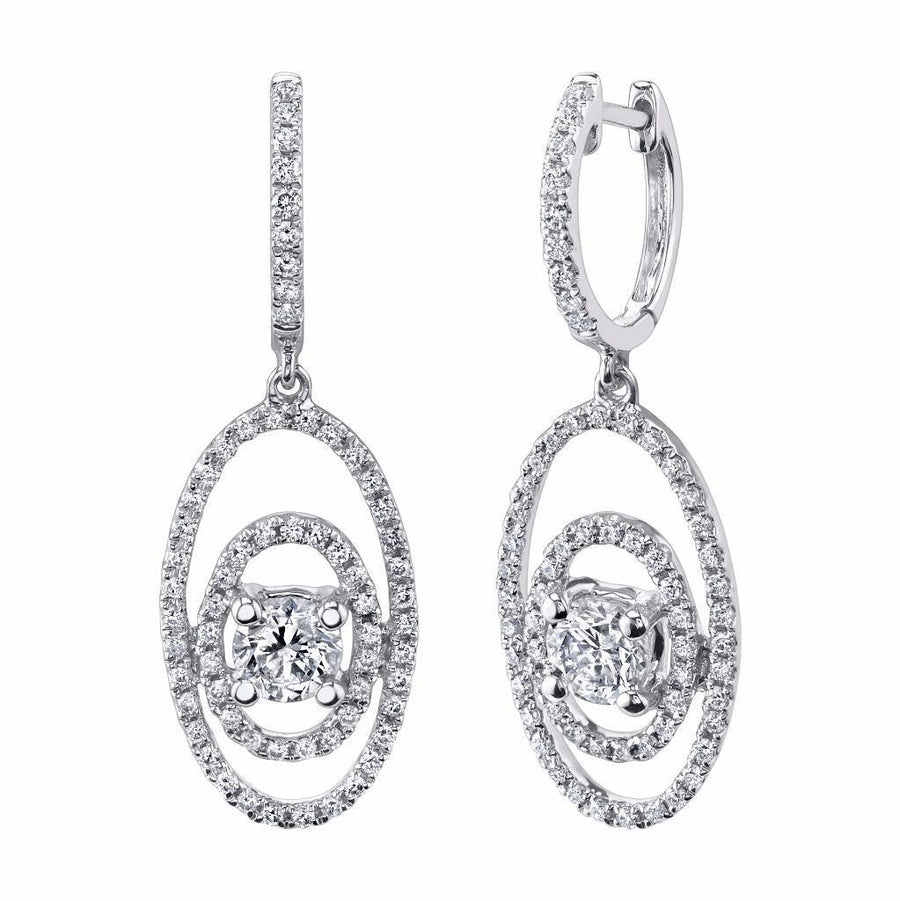 1.35ct Diamond Dangle Earrings Drop 18k White Gold