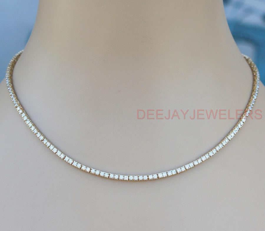 10ct Diamond Eternity Tennis Necklace 14k Yellow Gold Box Link
