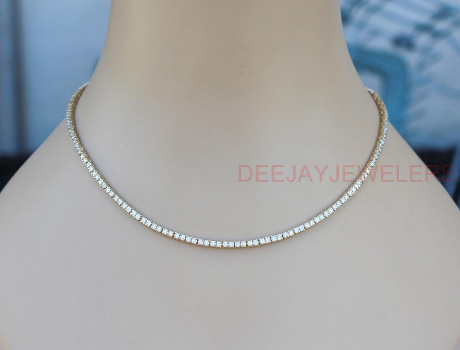 10ct Diamond Eternity Tennis Necklace 14k Yellow Gold Box Link