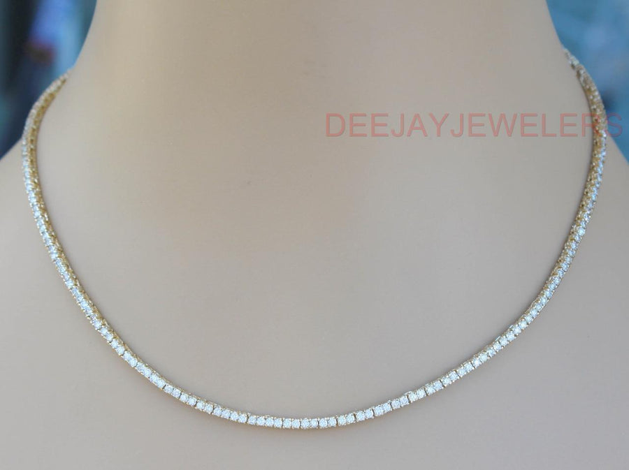 6.46ct Diamond Tennis Necklace Square Link Eternity 14k Yellow Gold