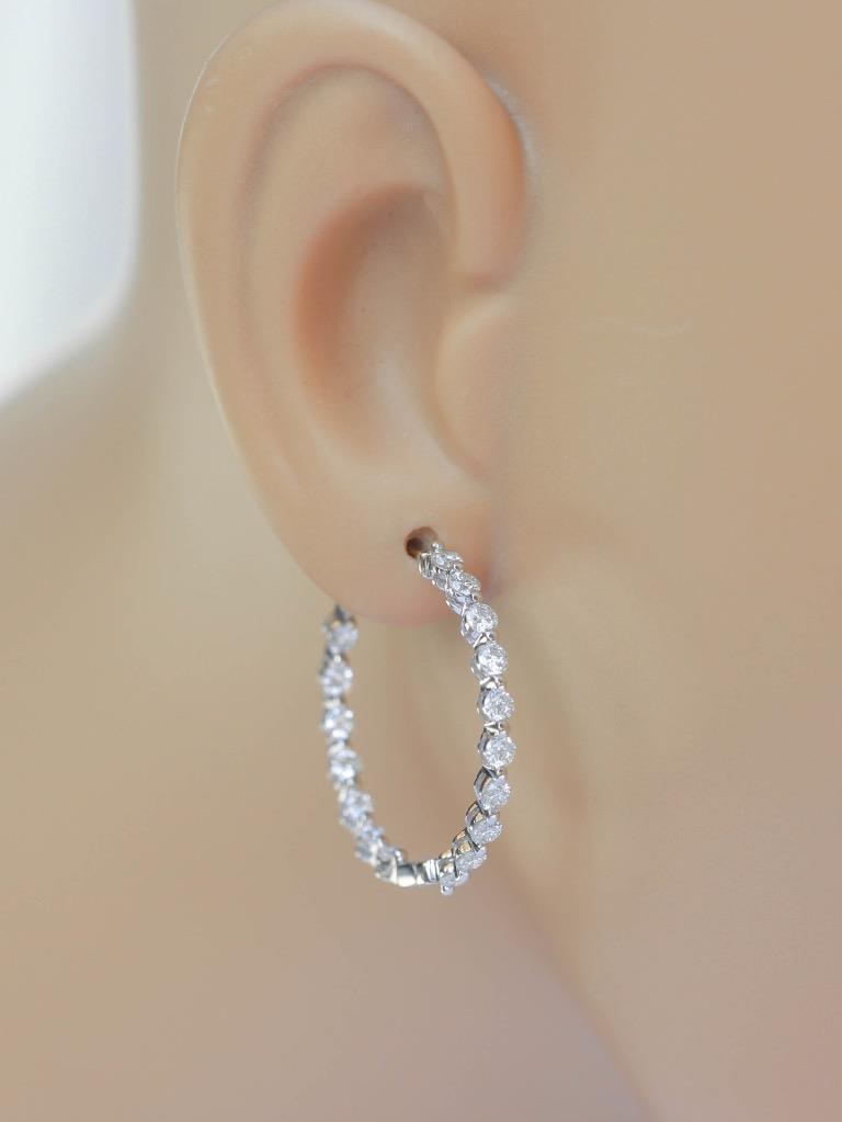 1.79ct Diamond Inside Out Hoop Earrings 18k White Gold