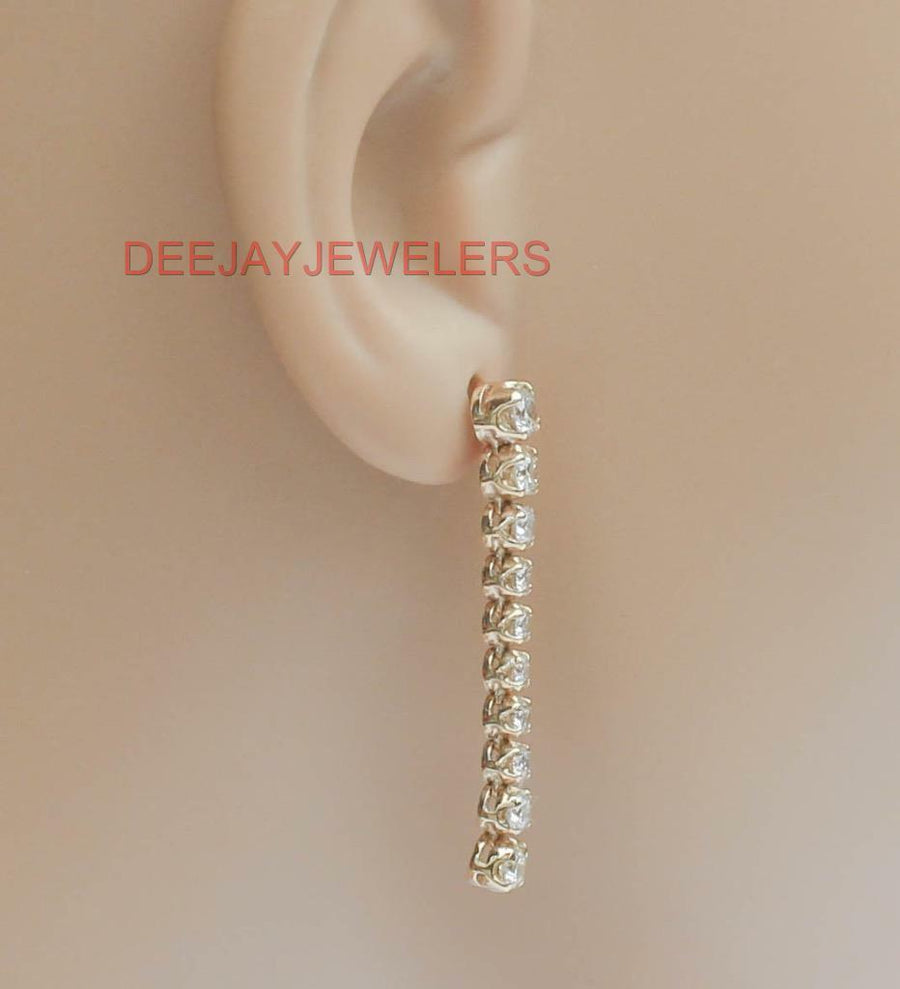2ct Diamond Dangle Tennis Earrings 14k Yellow Gold