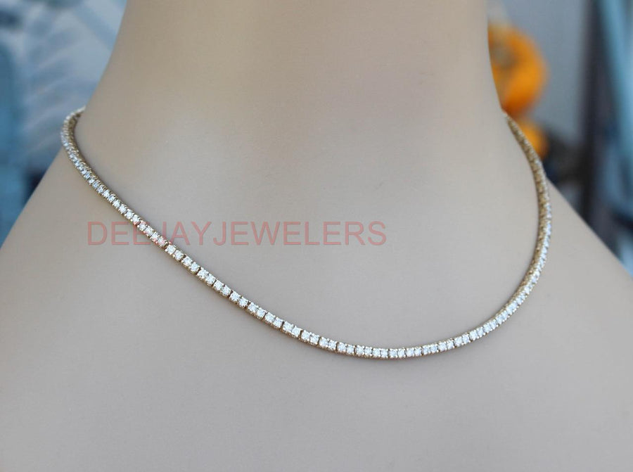 10ct Diamond Eternity Tennis Necklace 14k Yellow Gold Box Link