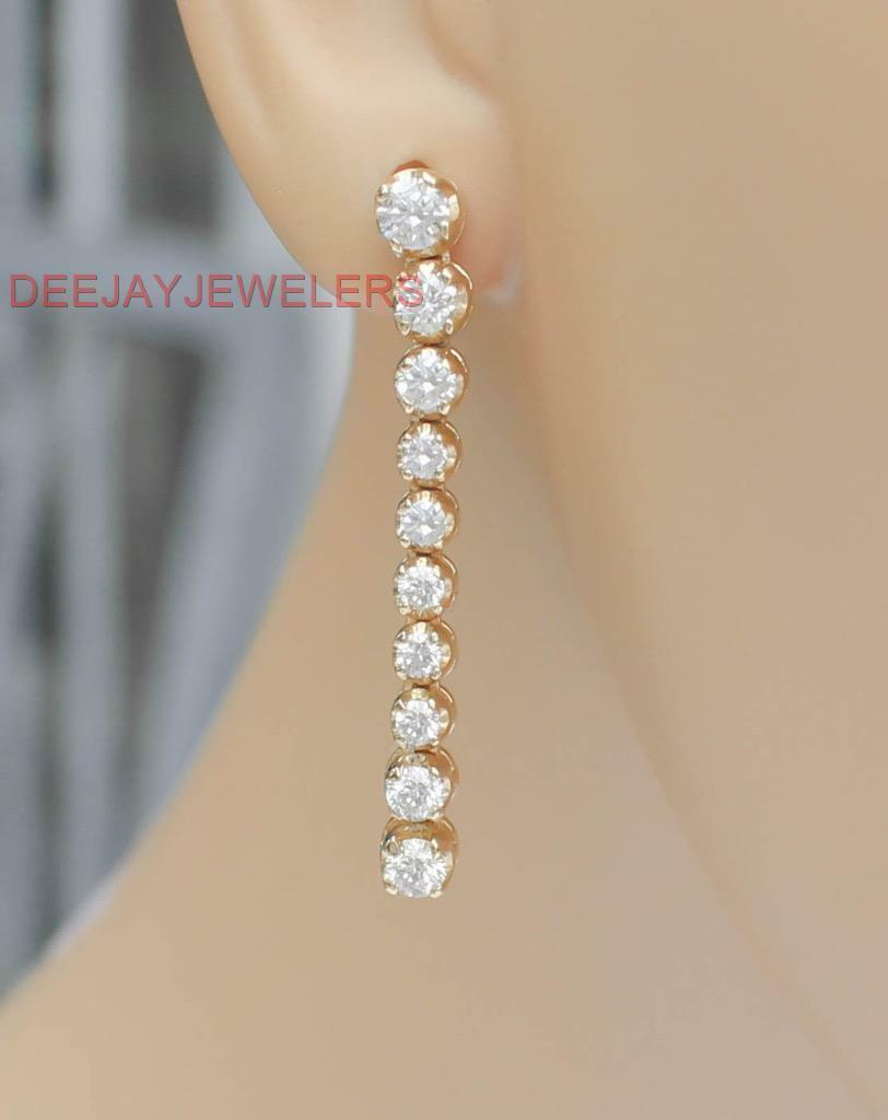 2ct Diamond Dangle Tennis Earrings 14k Yellow Gold