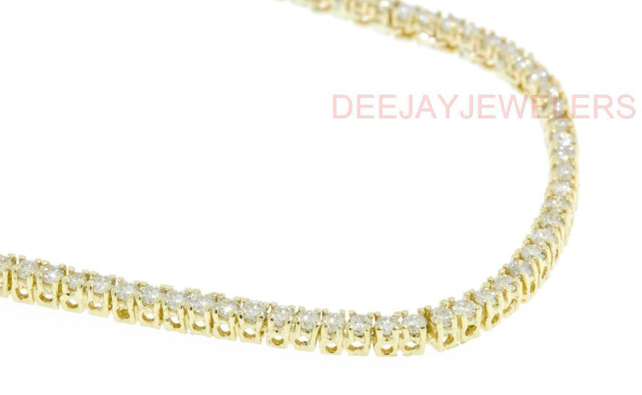 6.46ct Diamond Tennis Necklace Square Link Eternity 14k Yellow Gold