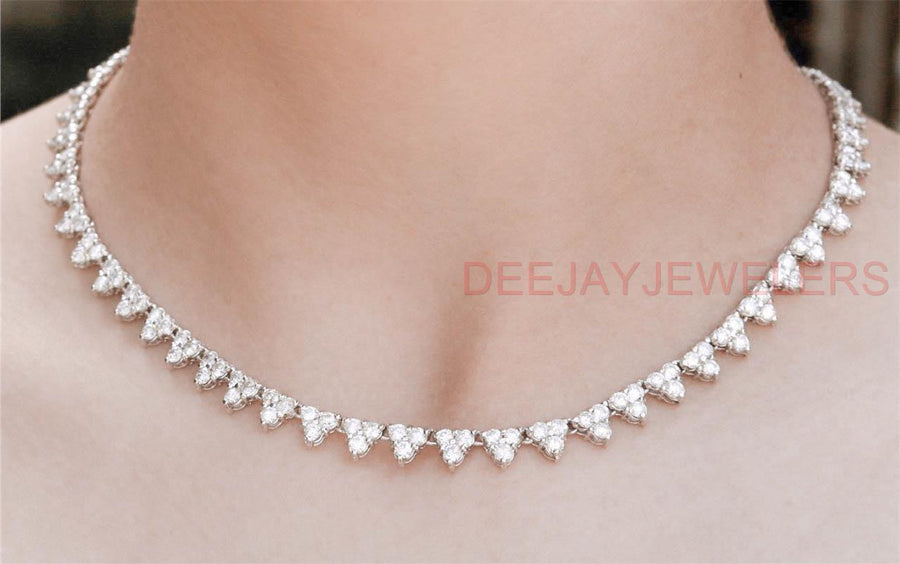 16ct Fancy Diamond Tennis Necklace 14k White Gold