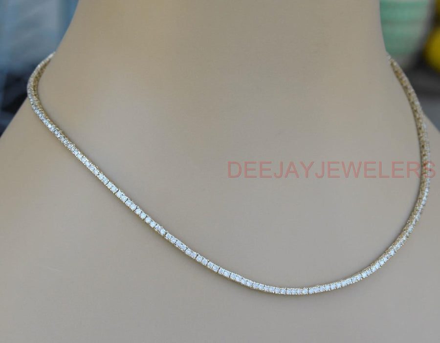 6.46ct Diamond Tennis Necklace Square Link Eternity 14k Yellow Gold