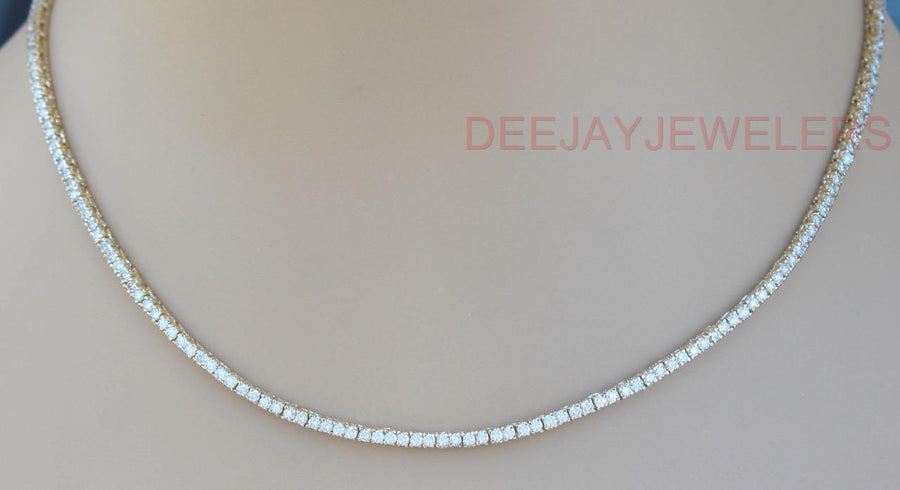 6.46ct Diamond Tennis Necklace Square Link Eternity 14k Yellow Gold