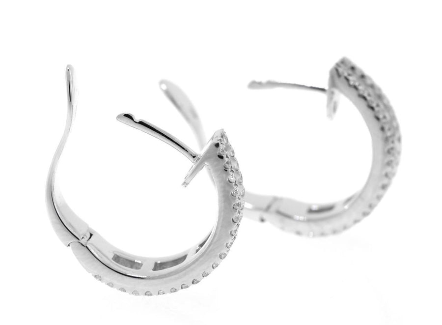1.37ct Baguette Diamond Hoop Earrings 18k White Gold Omega Back