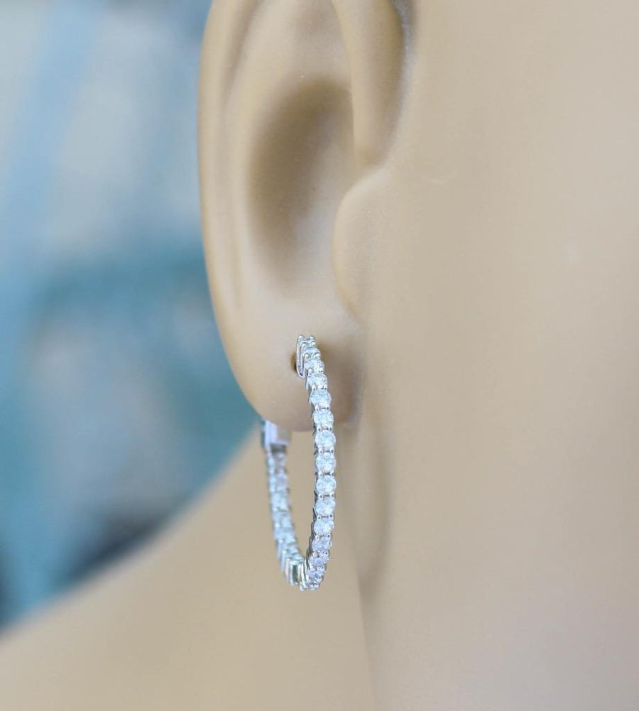1.32ct Diamond Inside Out Hoop Earrings 18k White Gold