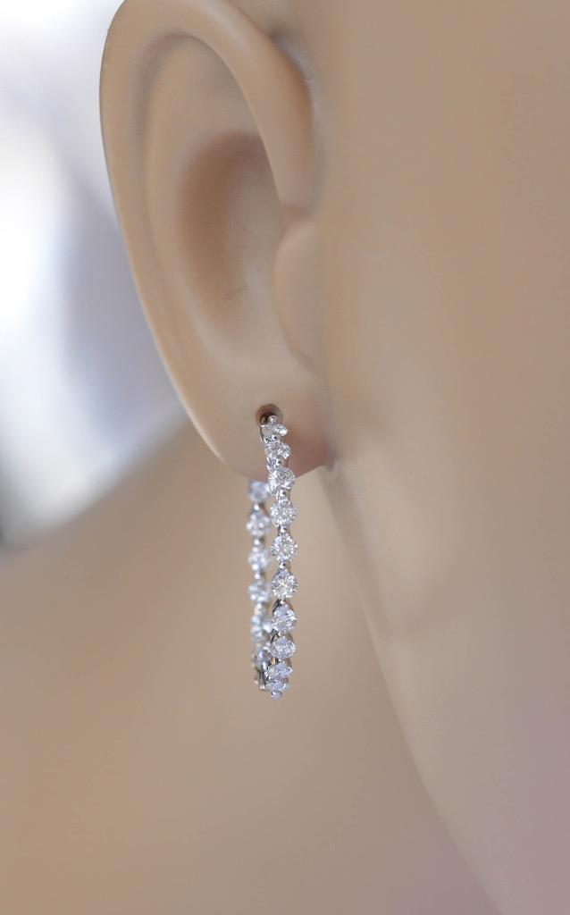 1.79ct Diamond Inside Out Hoop Earrings 18k White Gold