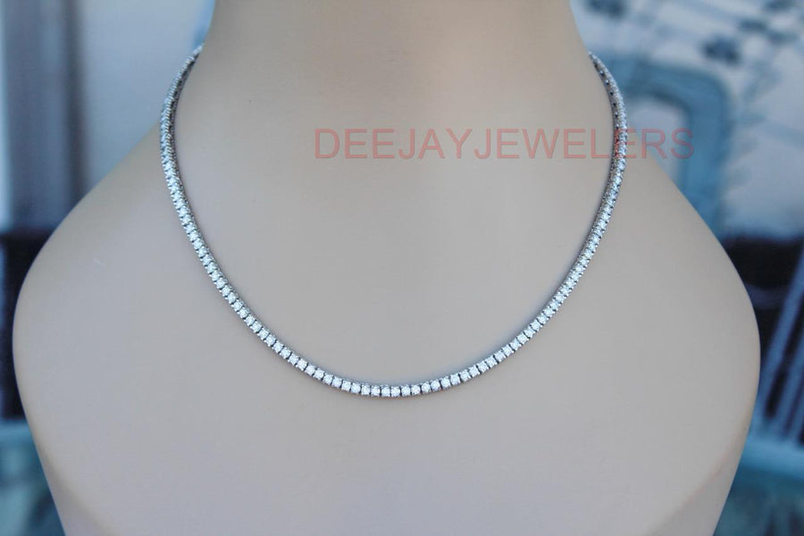 14ct Diamond Tennis Necklace Eternity 14k White Gold Box Link