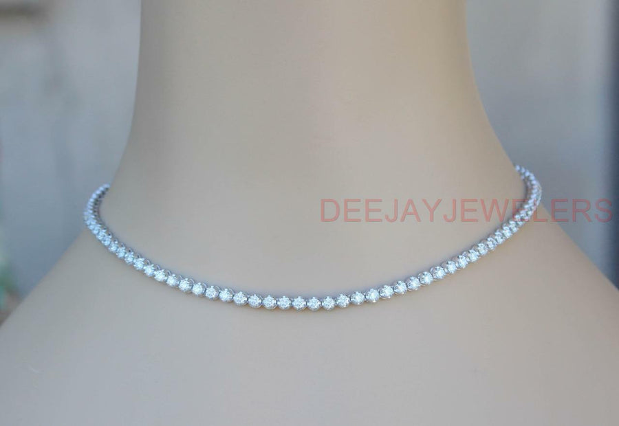 6ct Diamond Tennis Necklace Eternity 14k White Gold 16 inch