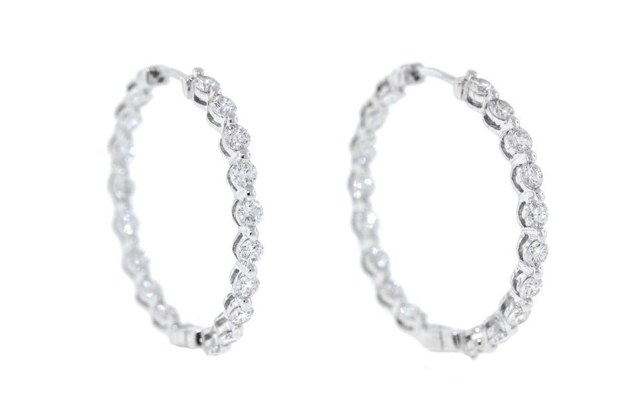 1.79ct Diamond Inside Out Hoop Earrings 18k White Gold