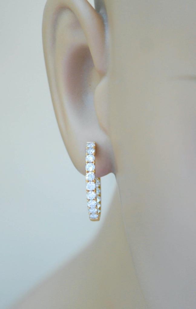 1.49ct Diamond Inside Out Hoop Earrings 18k Yellow Gold