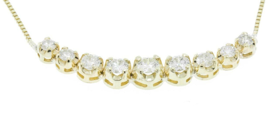 1.40ct Diamond Fancy Bar Necklace 14k Yellow Gold