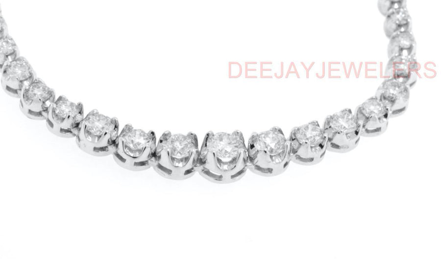 5.29ct Graduated Diamond Tennis Riviera Necklace 14k White Gold