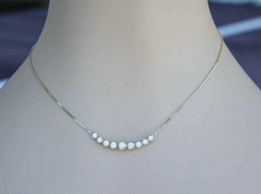 1.40ct Diamond Fancy Bar Necklace 14k Yellow Gold