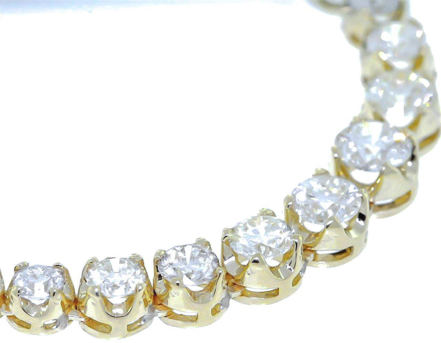 15ct Diamond Graduated Riviera Tennis Necklace 14k Yellow Gold