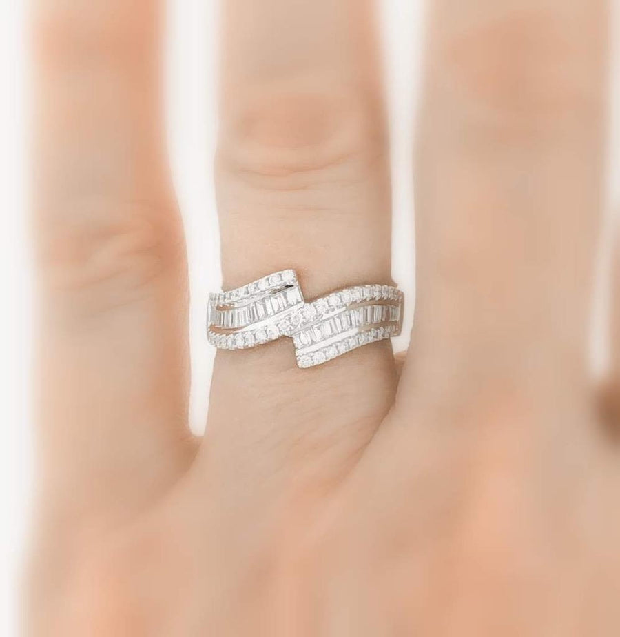0.60ct Baguette Diamond Ring 18k White Gold Band