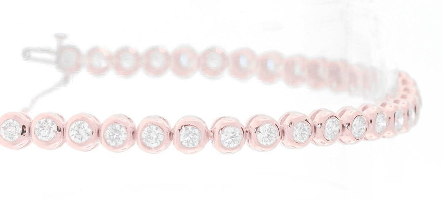 7ct Diamond Bezel Tennis Bracelet 14k Rose Pink Gold