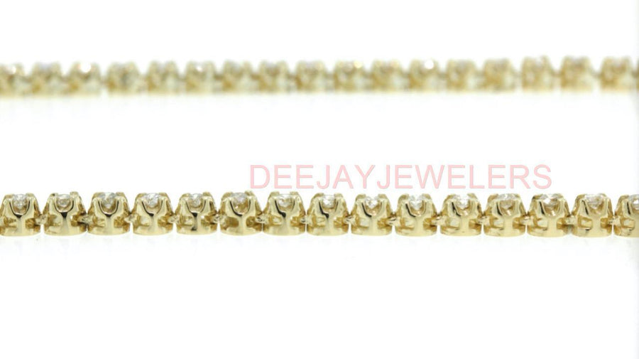 5.52ct Graduated Diamond Tennis Riviera Necklace 14k Yellow Gold