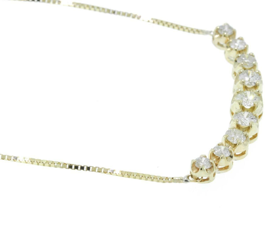1.40ct Diamond Fancy Bar Necklace 14k Yellow Gold