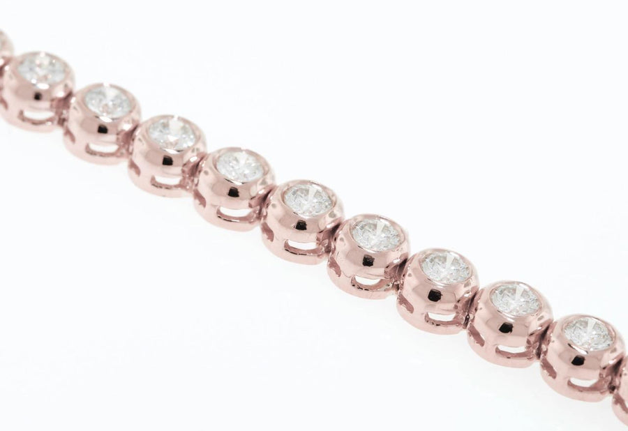 7ct Diamond Bezel Tennis Bracelet 14k Rose Pink Gold