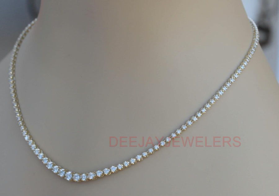 5.52ct Graduated Diamond Tennis Riviera Necklace 14k Yellow Gold