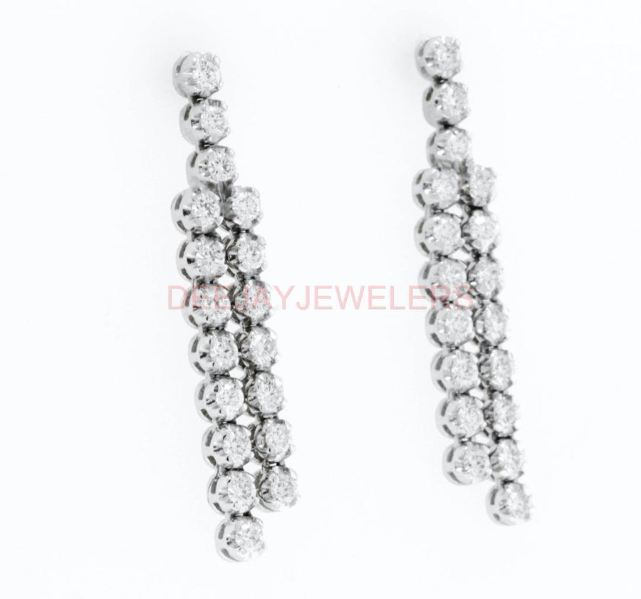1.20ct Diamond Tennis Earrings Double Dangle 14k White Gold