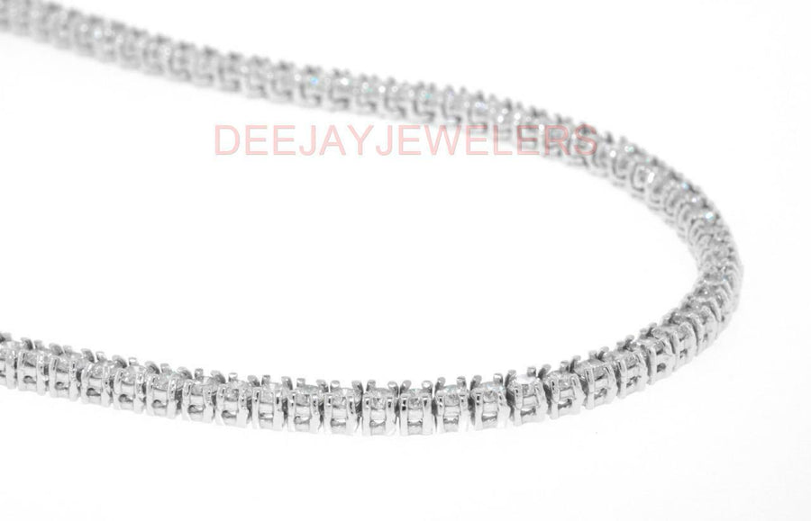 18ct Diamond Tennis Eternity Necklace Box Link 14k White Gold